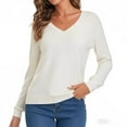 thumbnail image 4 of FUNING  Womens Long Sleeve V Neck Sweaters 2025 Fall Casual Classic Soft Loose Fit Basic Pullover Jumper Top, 4 of 6