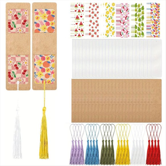 DIY Blank Bookmark Covers Kraft Paper Bookmark Sleeves Blank Display Cards Resin Bookmark Holder for Favor Gift B