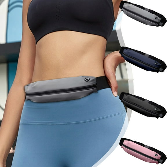 Running Waist Pack, Adjustable Sports Belt with Zippered Pockets & Reflective Strip, Water-Resistant Polyester Fanny Pack for Running Cycling Hiking, Lightweight 18x60cm Gift for Men Women