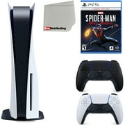 Sony Playstation 5 Disc Version (Sony PS5 Disc) with Midnight Black Extra Controller, Marvel’s Spider-Man: Miles Morales Launch Edition and Microfiber Cleaning Cloth Bundle