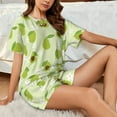 thumbnail image 4 of Rateoe Avocado With Leaf And Flower Pattern Women's Short-Sleeved Pajama Set - 2 Piece Soft and Lightweight Sleepwear Set-3X-Large, 4 of 7