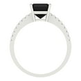 thumbnail image 4 of 2.7 ctw Solitaire with Zirconia Diamond Accents Anniversary Ring for Women | Cushion Cut Natural Onyx | Hyperallergenic Solid 18K White Gold, 4 of 5