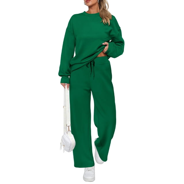 Conjunto de Chándal PRETTYGARDEN de 2 Piezas con Pantalón Palazzo Verde XL
