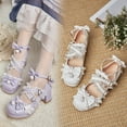 thumbnail image 3 of EnJoCho Little/Big Kids Gorgeous Princess Shoes 5cm Slop Low Heel with Bow Lace Decoration Girls Dress Style Princess Shoes Party Wedding Prom Little Girl Stylish Shoes White, 3 of 5