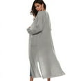 thumbnail image 3 of Women Full Length Thick Maxi Cardigan Duster Long Sleeve Open Front Sweater With Pockets Coat Tops, 3 of 4