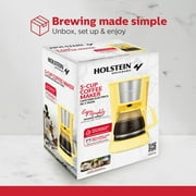Holstein Housewares 5 Cup Drip Coffee Maker - Yellow - Auto Pause and Serve, Removable Filter Basket, View Water Window - Perfect for Brewing Rich-Tasting Coffee at Home
