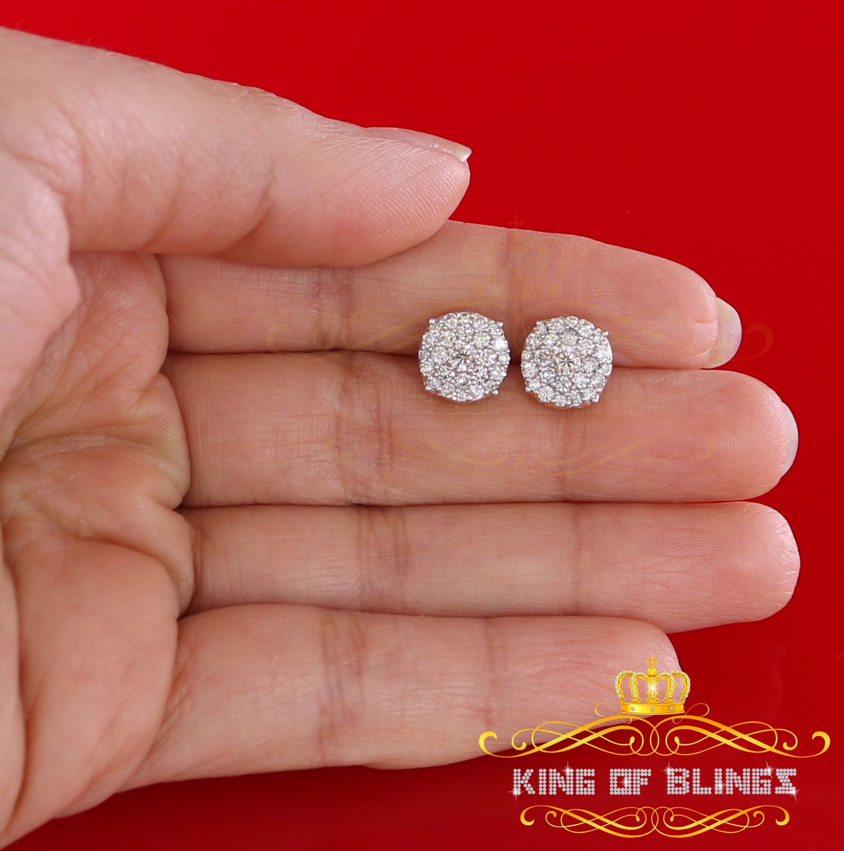 King of Bling's 10K Real Yellow Gold with 1.00CT Real Diamond Men's/Women's Stud Round Earrings