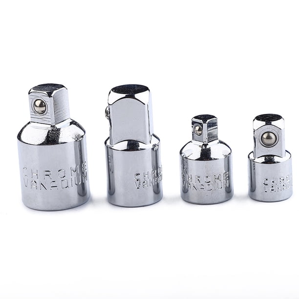 FELTECHELECTR Juego de 4 adaptadores y reductores de impacto con punta de vaso CVR, llaves de trinquete, adaptadores y reductores de 1/4", 3/8" y 1/2" (plateados)
