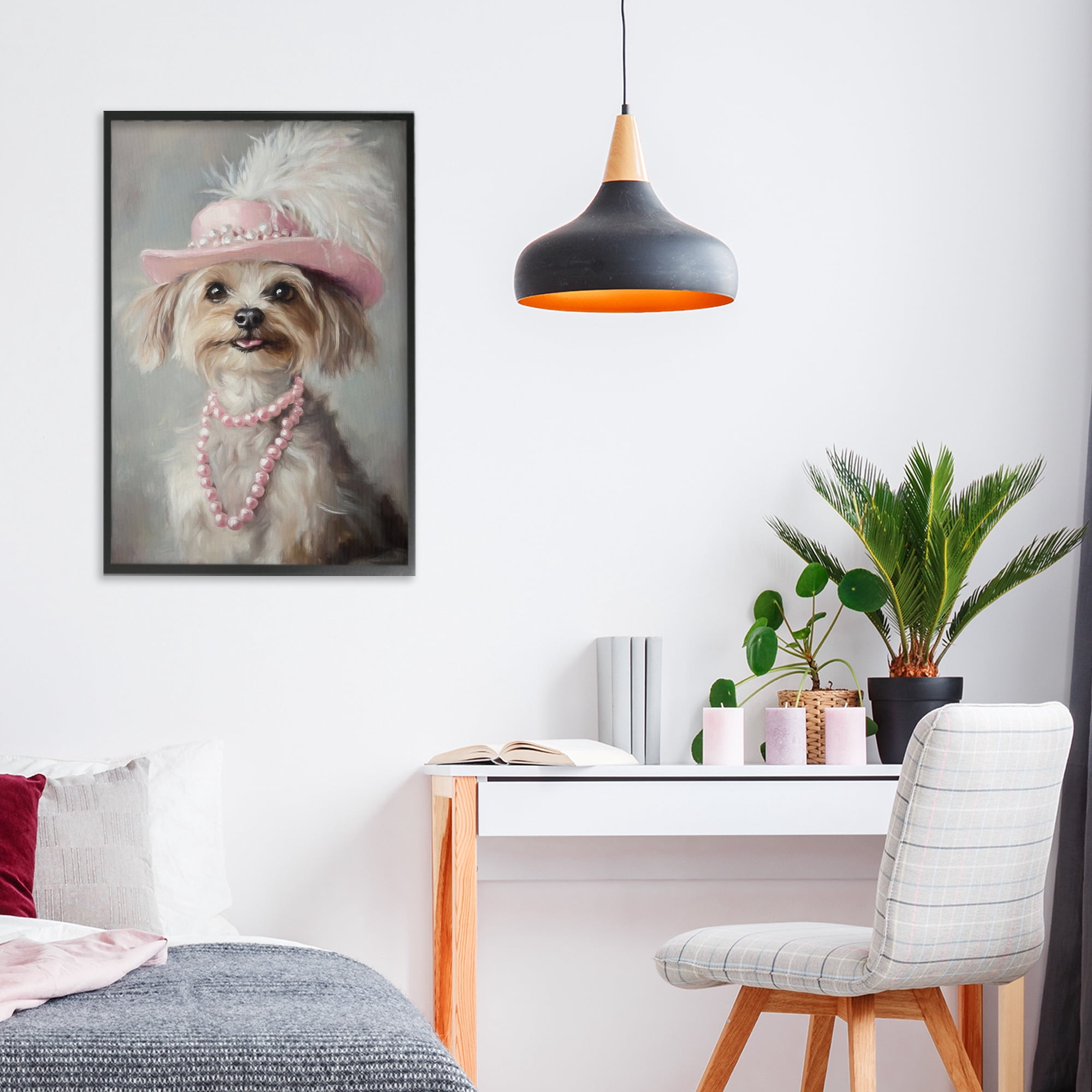 Stupell Industries Lady Yorkie Portrait Black Framed Giclee Art, design by Tina LeCour