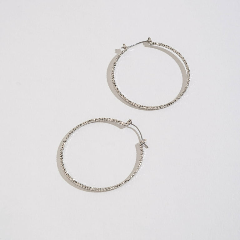 Women\'s Silver Large Textured Hoop Earrings by Howard\'s