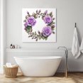 thumbnail image 3 of Purple Rose Wall Art Painting on Canvas, Spring Flower Watercolor Modern Floral Leaf Canvas Art Home Prints Wall Art Framed Modern Artwork for Living Room Bedroom Wall Decor 8x8in, 3 of 9
