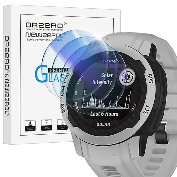 (3 Pack) Orzero Compatible for Garmin Instinct 2S (Not for Instinct 2) Smartwatch Screen Protector, Tempered Glass 2.5D Arc Edges 9 Hardness HD Bubble-Free (Lifetime Replacement)
