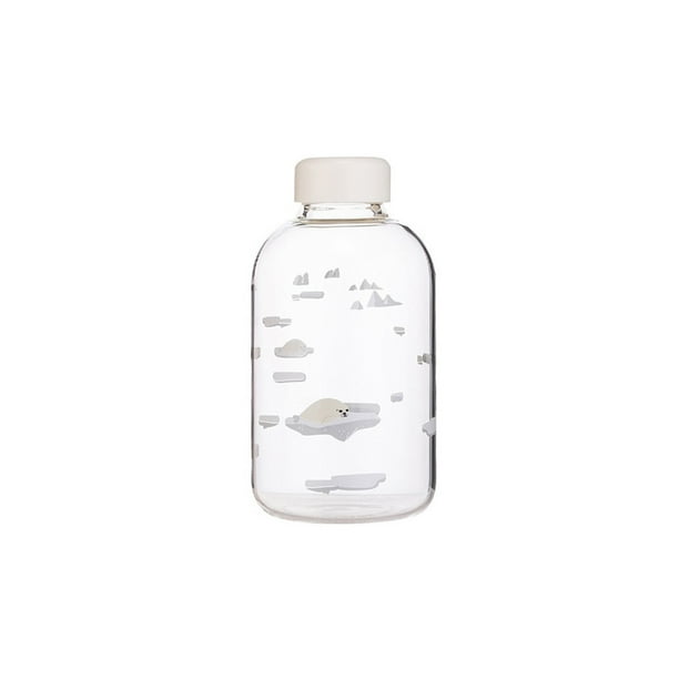 Bearachild Botella de agua con manga Taza de vidrio transparente a prueba de fugas Hervidor de viaje al aire libre Encantadora botella de bebida de dibujos Cocina y Comedor Tipo 2 Bearachild HA070649-02