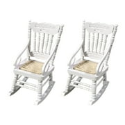 Mnycxen Miniature Rocking Chair for 1:12 Dollhouse Wooden Furniture Model Set