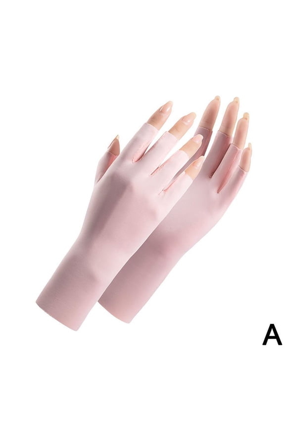 UV Sun Protection Gloves,Summer Women Fingerless Driving Gloves Non Slip Ice Silk Sunblock Gloves Mittens, UV Protection Gloves for Manicures,Half Finger Ice Silk Gloves for Driving Riding (blue)