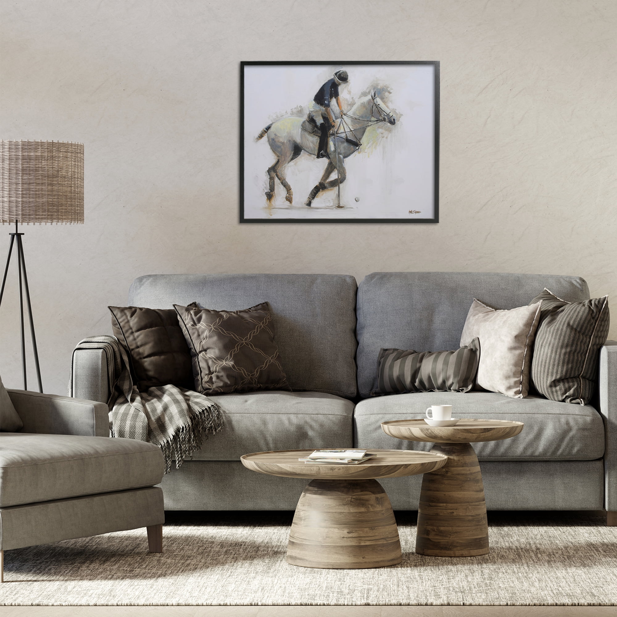 Stupell Industries Polo Rider in Motion Black Framed Giclee Art, design by Jadei Graphics