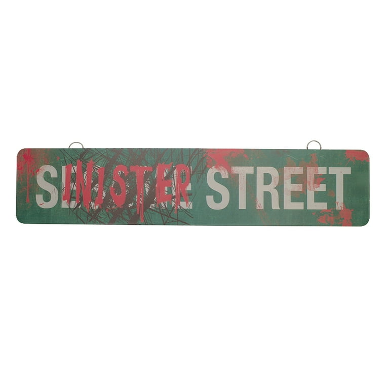 Elm & Sinister Metal Bloody Street Sign 2pc Scary Halloween Haunted House Prop Elm & Sinister Metal Bloody Street Sign 2pc Scary Halloween Haunted House Prop
