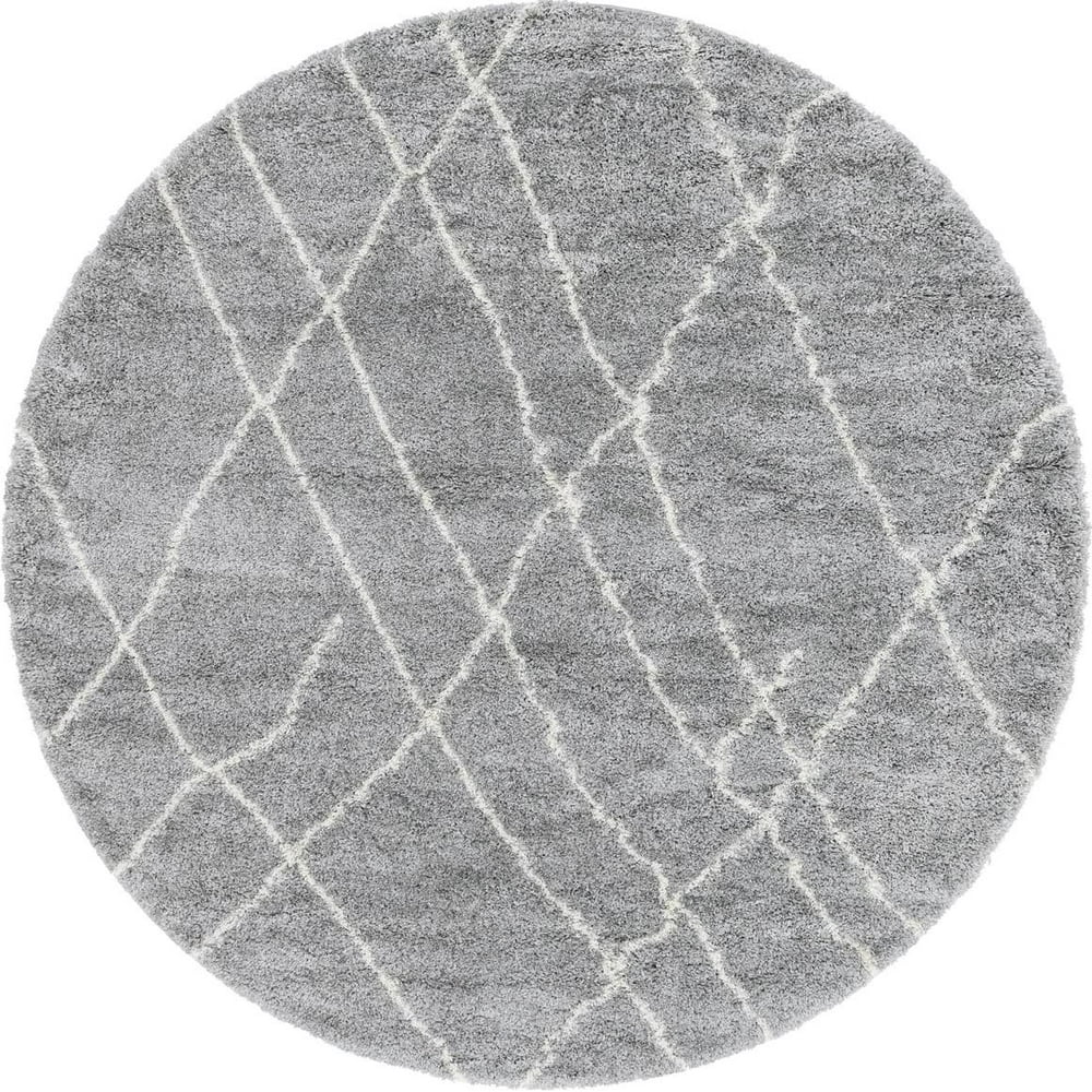 Soft Touch Shag Collection Round Rug ‚Äì 8 Ft Round Grey Shag