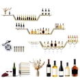thumbnail image 5 of golytefs 47inch Modern Led Wine Rack Wall Mounted Hanging Large Liquor Shelf for Liquor Bottles with Led Light with Wine Glass Hooks 3-Tier for Home Bar Dining Room Cafe Decorative (Gold 120*20cm), 5 of 8