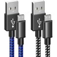 thumbnail image 1 of W829 PS4 Controller Charger Charging Cable, 2 Pack 10ft Extra Long Micro USB 2.0 Cable, Nylon Braided Cord, for PS4, PS4 Slim/Pro, Xbox One S/X Controller, Android Phones, Black+Blue, 1 of 1