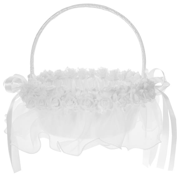 Flower Girl Basket Wedding Basket Decorative Wedding Favors Basket with Bowknot