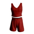 thumbnail image 6 of 3 Piece Pajama Set for Women Warm Fleece Pajama Sets Fuzzy Hooded Outfits Sleeveless Crop Tops Shorts Pjs, 6 of 7