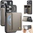 thumbnail image 1 of AutSpace Funda para Apple iPhone 17 Pro Max, Bloqueo RFID, Cuero PU, Compatible con MagSafe, Billetera Desmontable 2 en 1 con Tarjetero, Soporte, Cubierta Protectora Magnética, Gris, para iPhone 17 P, 1 of 10