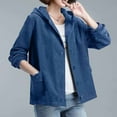 thumbnail image 4 of Sexlip Women's Corduroy Jacket with Hood Long Sleeve Shacket Button Down Casual Coats Tops Fall Winter Outerwear with Pockets Blue M, 4 of 5