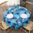thumbnail image 3 of Blue Geometric Pattern Round Tablecloth 60"x60",Wrinkle Wipeable Table Cloth for Kitchen Dining Room Picnic Patio Party, 3 of 6