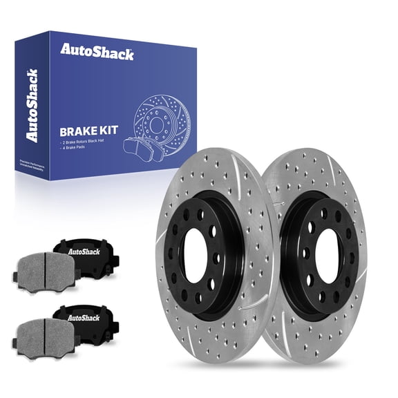 AutoShack 10.94" (278 mm) Rear Solid Drilled & Slotted Brake Rotors E-Coated   Ceramic Brake Pads | Replacement for 2014-2021 Jeep Cherokee 2015-2017 Chrysler 200 | 6-PC Brake Kit | ShadowGuard