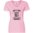 thumbnail image 3 of Inktastic Just A Girl Who Loves Books Women's V-Neck T-Shirt, 3 of 5