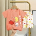 thumbnail image 2 of YABCSAZ Toddler Baby Boys Girls Summer Clothes Set Short Sleeve Round Neck Graphic Print T-Shirts and Casual Loose Wide Leg Bermuda Shorts Two Pieces Cute Kids Outfits Set Playwear Suit Size 6 Months, 2 of 3