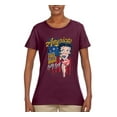 thumbnail image 2 of Wild Bobby Betty Boop America Land of the Free Home of the Brave Betty Boop Womens T-Shirt, Maroon, Medium, 2 of 5