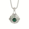 thumbnail image 4 of Dark green diamond silver round box necklace,Silver, 4 of 11