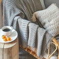 thumbnail image 3 of Fennco Styles Grey Knitted Soft Fringe Throw Blanket 50" x 60" – Cozy Textured Decorative Sofa & Bed Throw, Warm Lightweight Boho Blanket for Living Room, Bedroom, Home Décor, 3 of 3