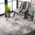 thumbnail image 3 of SAFAVIEH Cabana Blazhe Botanical Indoor/Outdoor Area Rug, Grey/Ivory, 5'1" x 5'1" Round, 3 of 14