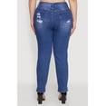 thumbnail image 5 of Womens Plus Size WAX High Waisted Distressed and Frayed Jeans, 5 of 5