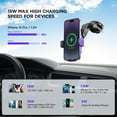 thumbnail image 3 of Wireless Car Charger【7 Colored RGB Backlit】15W Auto Clamping Car Charger Phone Mount Holder for iPhone 16 15 14 13 12 Mini Pro Max 11, Samsung Galaxy S24 Ultra S23 S22 S21+ S10+ Note 20, etc - Purple, 3 of 18