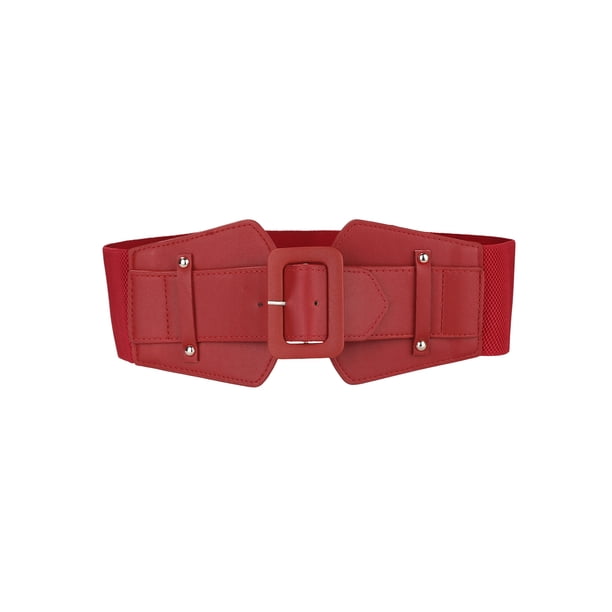 Cinturón elástico ancho para mujer INSPIRE CHIC con hebilla gruesa, cinturones elásticos rojos de 68-82 cm/26.77-32.28