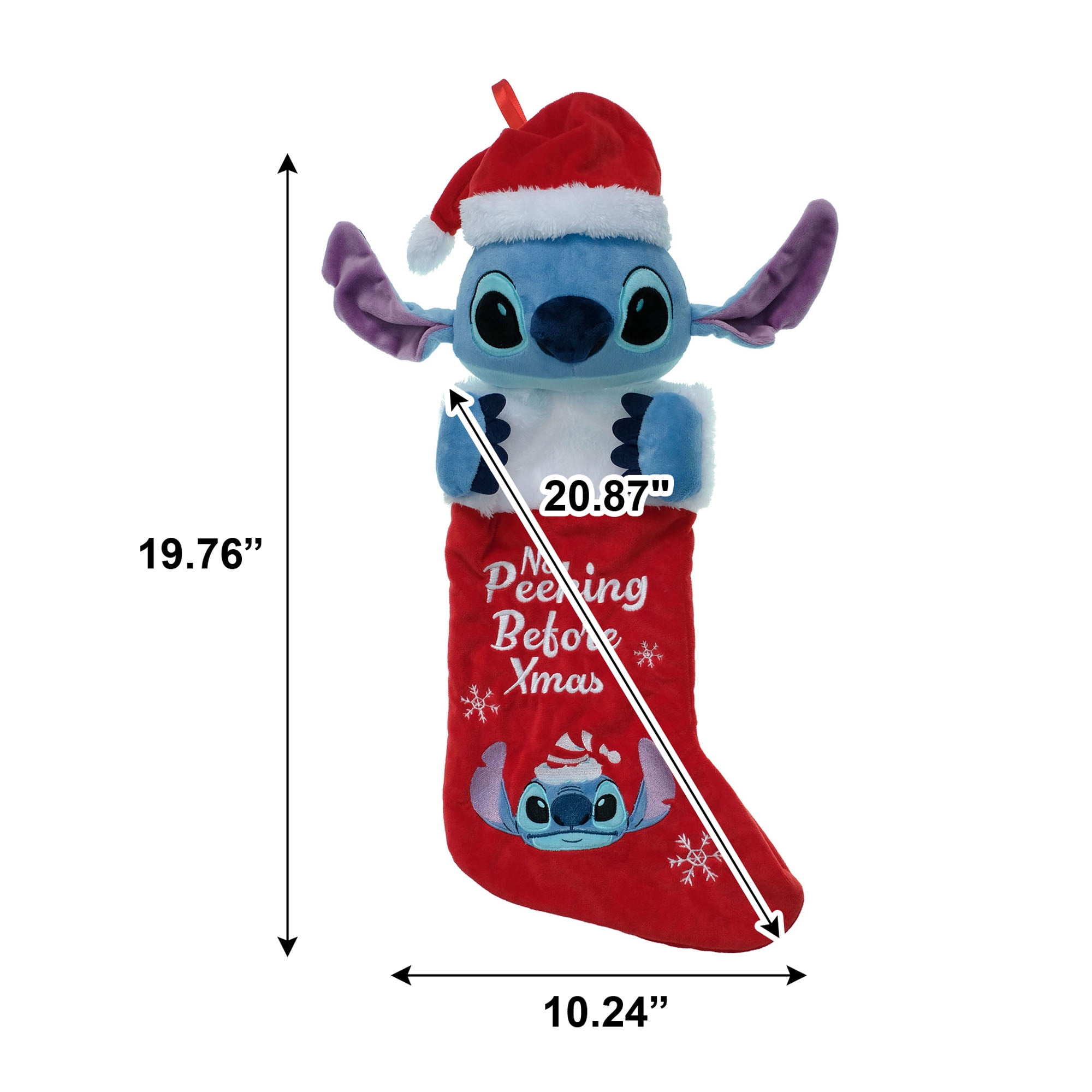 Stitch 3D Plush Head Christmas Stocking – No Peeking Before Xmas Design