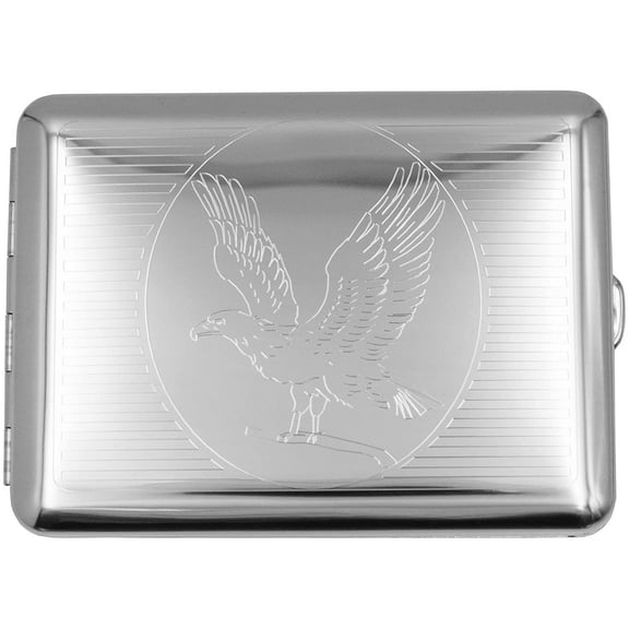 Made in Germany Nickle Plated Cigarette Case (18 100s) With Elastic Bands (Eagle)