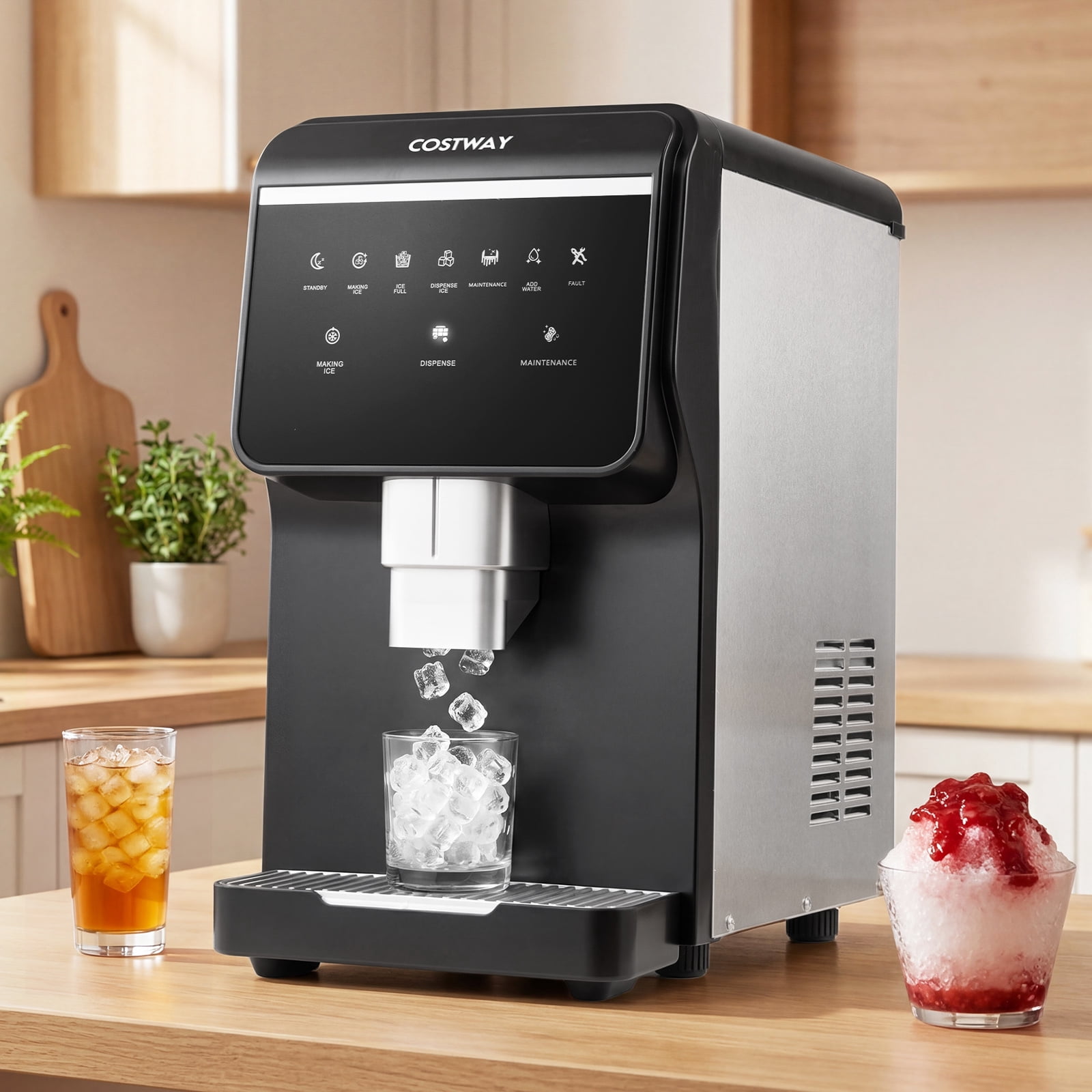 Costway Countertop Ice Machine with Self Dispensing, 80 LBS Per Day, 7.5 LBS Ice Storage