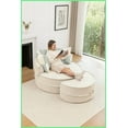 thumbnail image 6 of Extra-Spacious Chenille Round Accent Chair with Ottoman & 5 Pillows – Soft Upholstered Lounge for Living Room Bedroom, 6 of 21