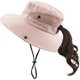thumbnail image 1 of Women's Ponytail Sun Hat UV Protection Foldable Mesh Wide Brim Beach Fishing Hat, 1 of 5