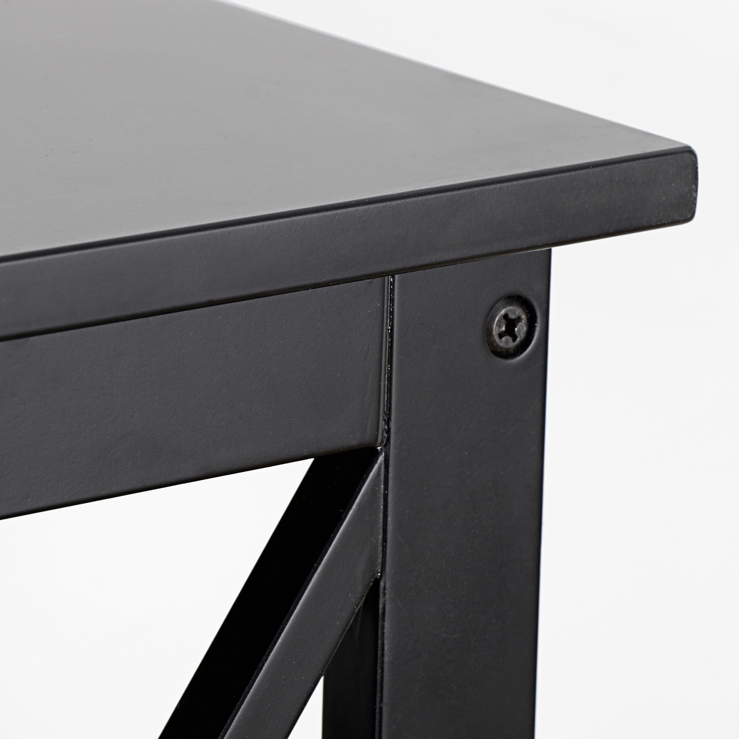 HomGarden 24" Square End Table, MDF Sofa Table 3-Tier Storage Shelf, Black