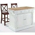 thumbnail image 1 of Pemberly Row Butcher Block Top Kitchen Island with X Back Stools in White, 1 of 6