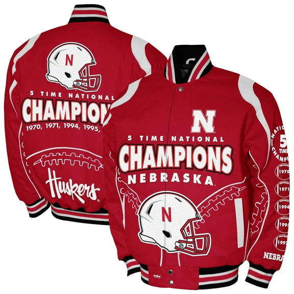 Men's Franchise Club Scarlet Nebraska Huskers 5-Time Champions Signature Cotton Twill Full-Snap Jacket