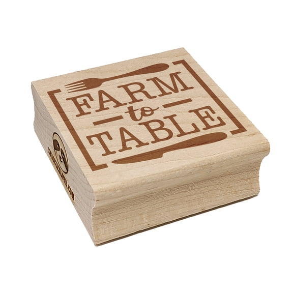 Farm to Table with Fork and Knife Square Rubber Stamp Stamping Scrapbooking Crafting - Small 1.25in