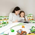 thumbnail image 4 of Castle Fairy Boys Girls Kawaii Garbage Truck Bedding Comforter Set 7 Pieces,Construction Vehicles Full Bedding Set Lightweight,Cartoon Car Fitted Sheet Flat Sheet,Breathable Home Decor,Reversible, 4 of 8