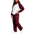 thumbnail image 5 of Dwelliawo Women's Tracksuits 2 Piece Set Solid Color Fleece Hoodie Jogging Athletic Pant Set Casual Winter Suit with Pockets Wine XL, 5 of 5